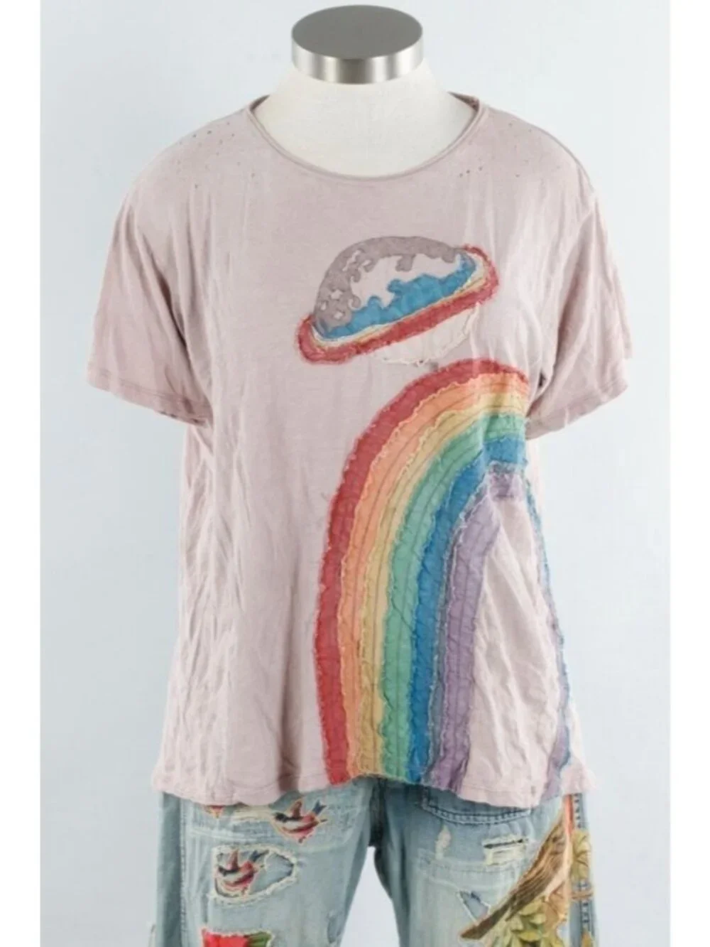 Magnolia Pearl Saturn Disco Applique T-Shirt Large - Picture 1 of 6